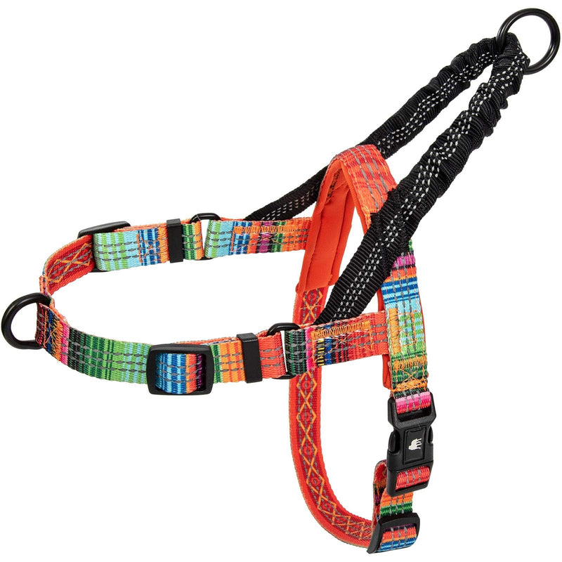 Leash Boss No Pull Dog Harness, Easy Walk for Small, Medium, and Large Pets, Reflective with Rear and Front Clip Attachment (Blanket Pattern, Extra Large) Orange - Blanket - PawsPlanet Australia