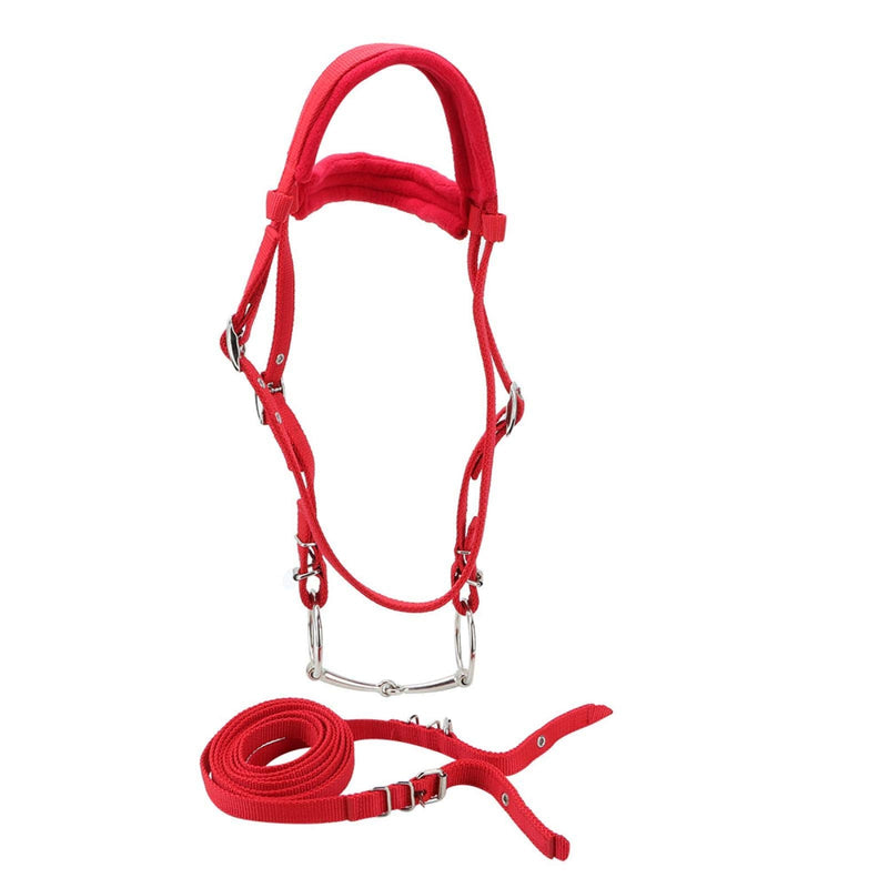Zerodis Adjustable Horse Bridle with Rein Red Harness Headstall with Soft Cushion - PawsPlanet Australia