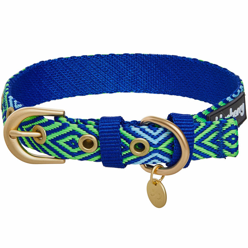 Blueberry Pet Southwestern Tribal Lozenges Stylish Green Adjustable Dog Collar with Metal Buckle, Neck 9-12.5", for Small Breed