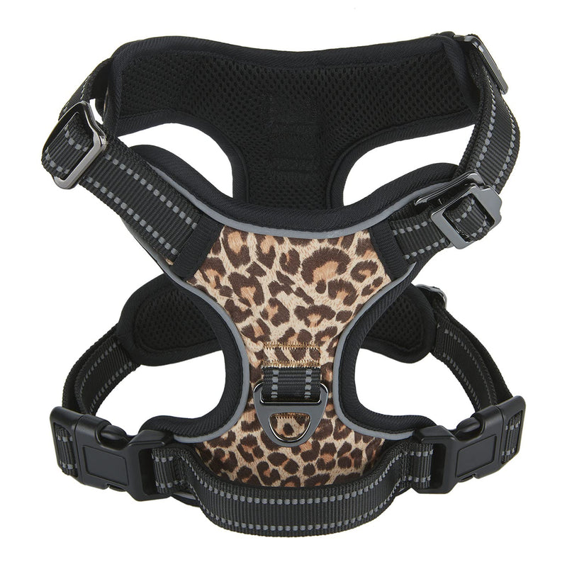 Dog Harness, Fancy Leopard Pet Harness,No Pull Dog Harness, Adjustable and Durable with Soft Padded Reflective Vest Harness for Small Dogs.(Small, Leopard) - PawsPlanet Australia