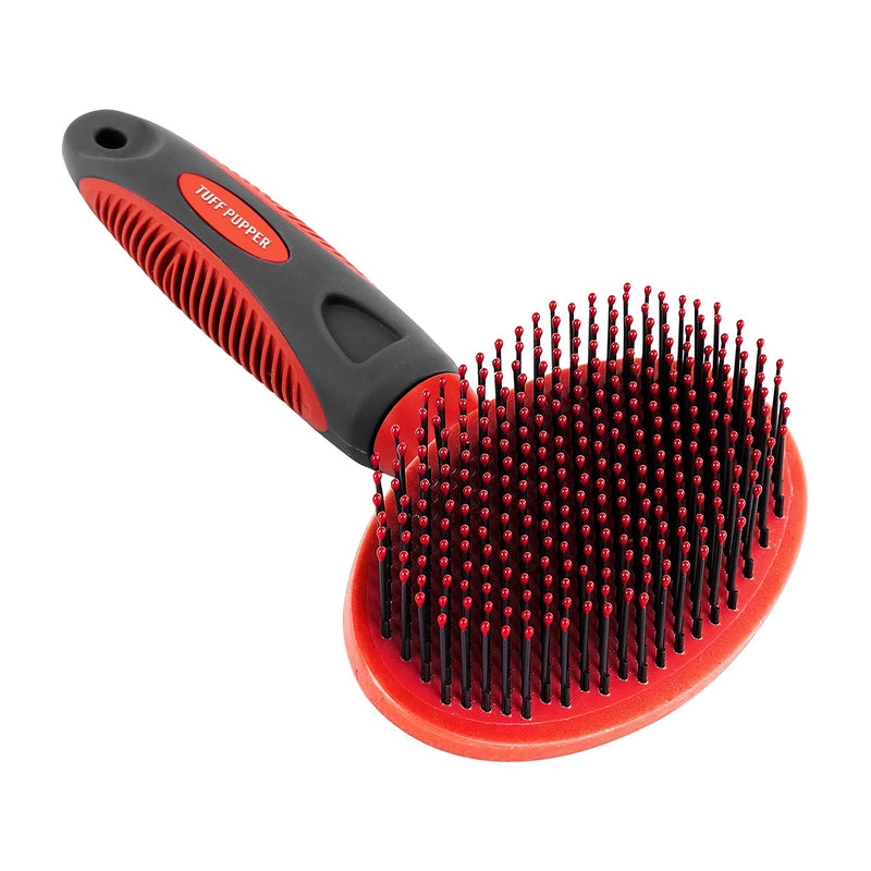 Tuff Pupper Round Bristle Soft Brush for Dogs and Cats | Gentle Grooming for Short or Long Hair | Soft Pin Tool for Sensitive Skin | Detangle & Remove Loose Fur | For Dematting & Detangling Undercoat Soft Bristle Brush - PawsPlanet Australia