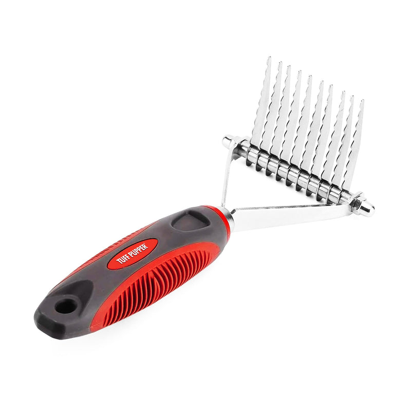 Tuff Pupper Dog Undercoat Rake Tool | Easily & Safely Remove Dead, Matted Or Knotted Hair | Ergonomic Dematting Comb For Thick Coats | Non-Slip Safety Handle Provides Precision Control Against Knots Dematting Rake - PawsPlanet Australia