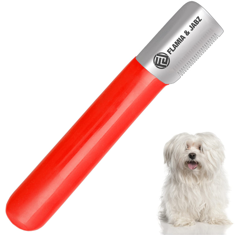 FLAMIA & JABZ Stripping Knife for Dogs, Right Handed, Stainless Steel with Plastic Grip (Fine) Fine - PawsPlanet Australia