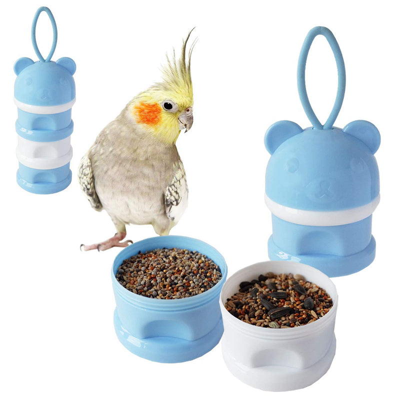 Portable Bird Feeder Cups Bird Food Water Treat Box Parrot Food Storage Container，Pet Travel Feeder(Blue) - PawsPlanet Australia