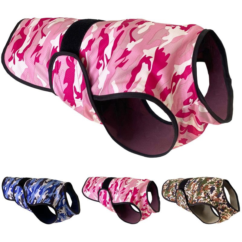 Dog Cooling Vest - 2-Layer Cooling with Soft Microfiber Fabric - Lightweight, Adjustable and Comfortable - UV Protection for Small to Large Dogs - Relief in Hot Weather (Pink, Large) Pink Camo Large (Pack of 1) - PawsPlanet Australia