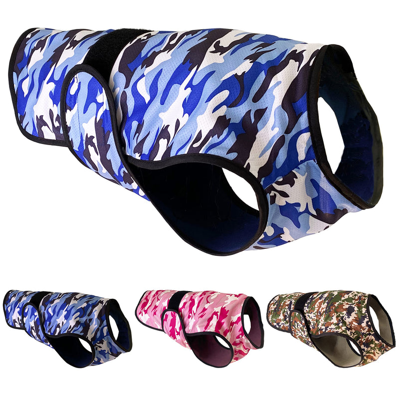 Dog Cooling Vest - 2-Layer Lightweight Performance - UPF50+ Full Coverage & Adjustable Fit for Small to Large Dogs (Blue, Large) Blue Camo Large (Pack of 1) - PawsPlanet Australia