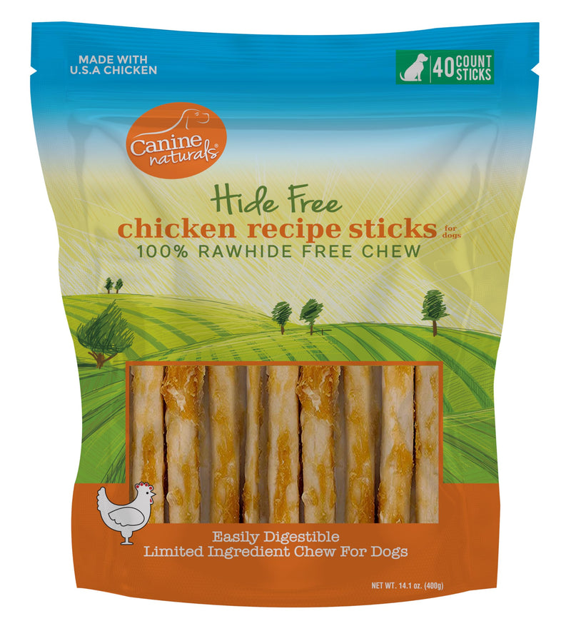 Canine Naturals Chicken Recipe Chew - Rawhide Free Dog Treats - Made From USA Raised Chicken - All-Natural and Easily Digestible - 40 Pack of 5 Inch Stick Chews 1 Count (Pack of 40) - PawsPlanet Australia