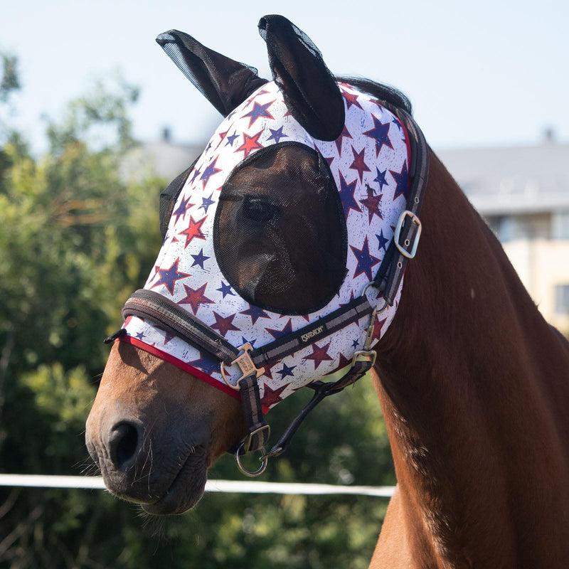 Harrison Howard Super Comfort Stretchy Fly Mask Large Eye Space with UV Protection Soft on Skin with Breathability Dream Star M Cob Cob (Medium) - PawsPlanet Australia