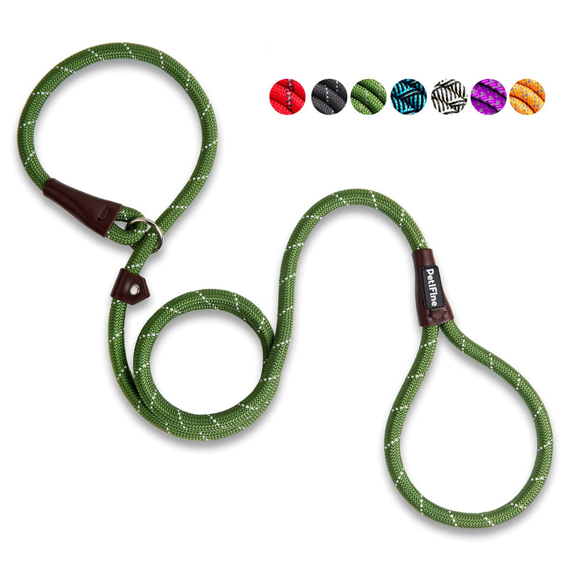 PetiFine Slip Lead Dog Leash - 6FT x 1/2" Reflective Durable Training Rope, Heavy Duty Adjustable Nylon for Small Medium Large Dogs (Green) Green 1/2" x 6 FT - PawsPlanet Australia