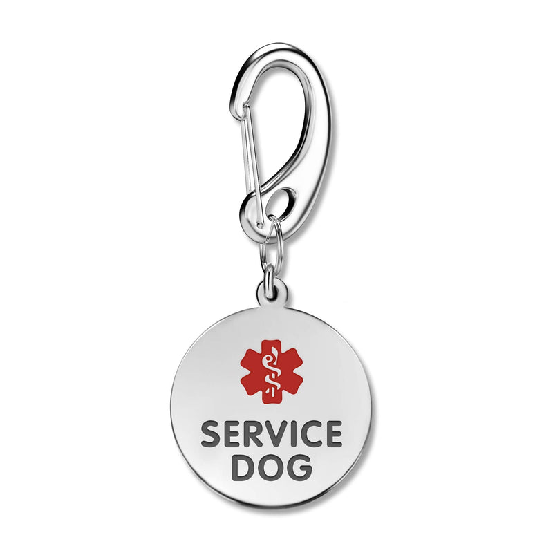 1" Stainless Steel Double Sided Service Dog Medical Alert Tag w/Hard Enamel and Quick Clip - Attach to Dog Collar or Harness Quickly and Securely - PawsPlanet Australia