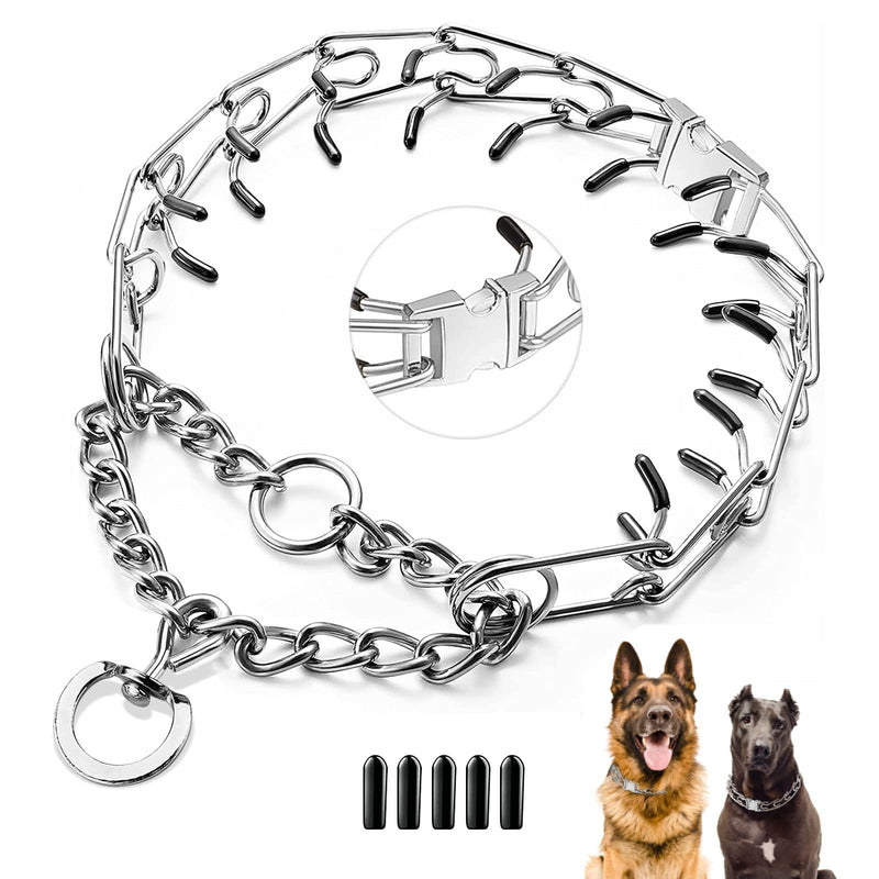 Dog Prong Collar,Dog Pinch Collar with Quick Release Buckle,No Pull Choke Collar Detachable Adjustable,Metal Easy Buckle Release Middle Large Dog Training Collar With Buckle XL - PawsPlanet Australia
