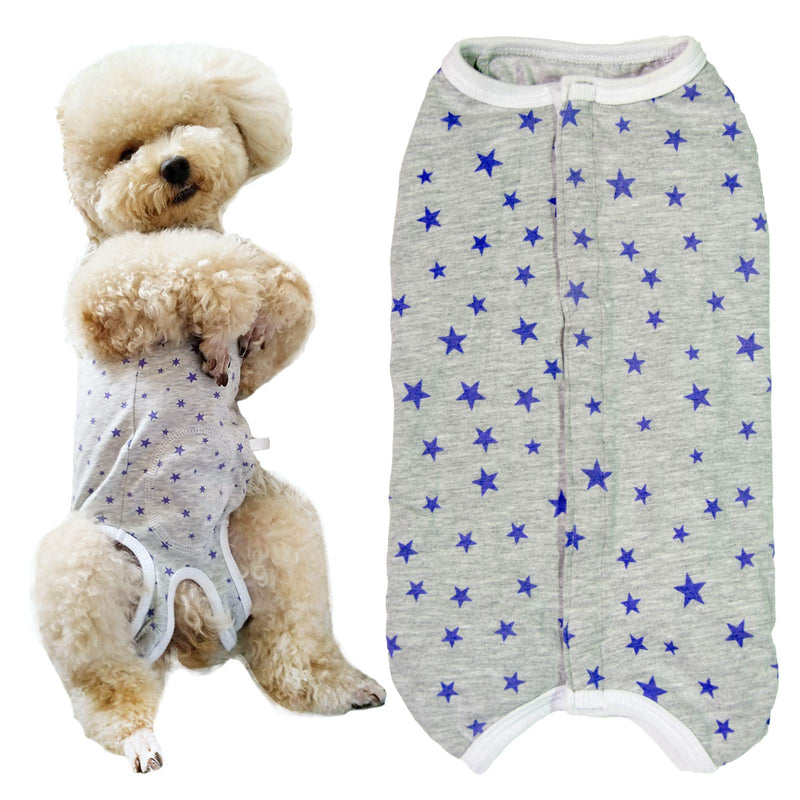 Dog’s Recovery Suit Post Surgery Shirt for Puppy, Wound Protective Clothes for Little Animals(grey stars-s) Small grey stars - PawsPlanet Australia