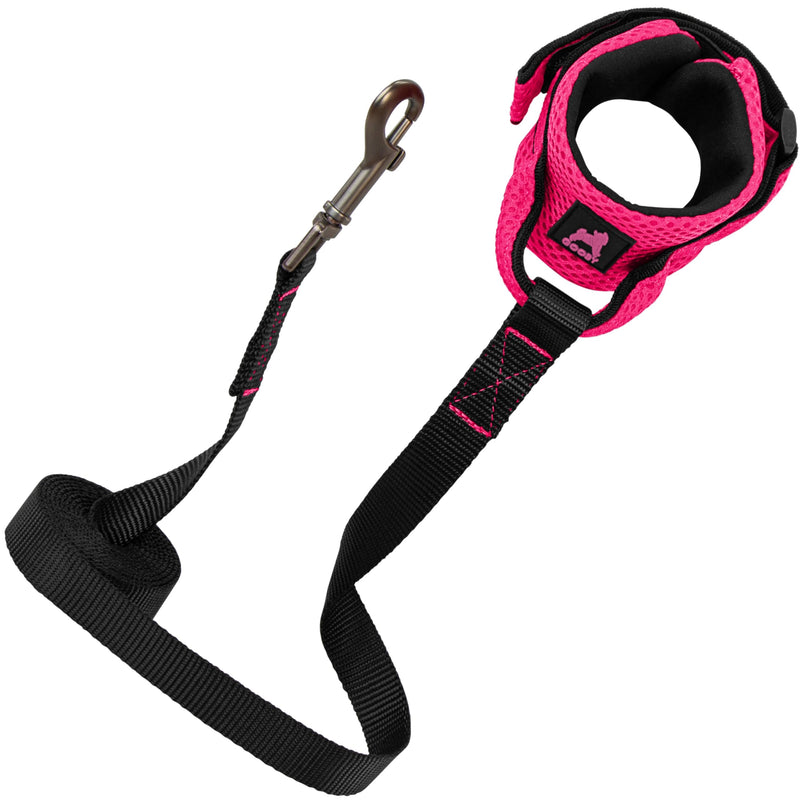 Gooby Soft Mesh Wrist Band Surfer Leash - Flamingo Pink, 6 FT - Comfortable Hands Free Leash with Elastic Band for Small, Medium and Large Dogs Wrist Band-Flamingo Pink 6 Feet - PawsPlanet Australia