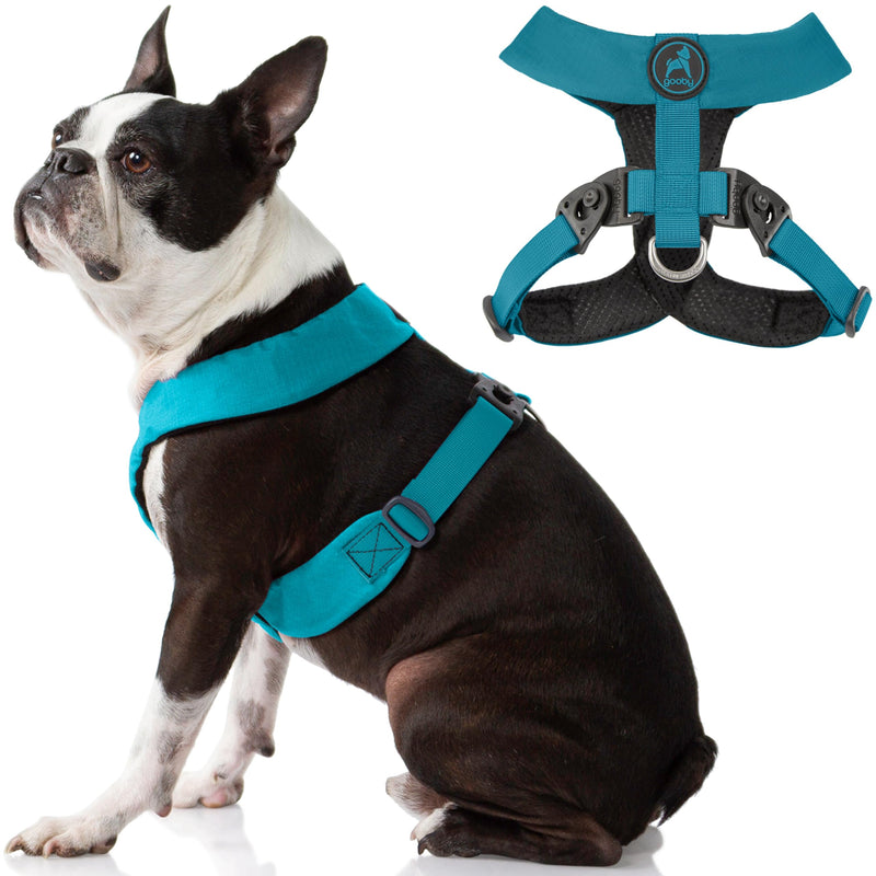 Gooby Comfort X Harness Dual Snap - Turquoise, Large - No Pull Small Dog Harness with Rotational Buckles and Patented Choke-Free X Frame - Dog Harness for Medium Dogs No Pull and Small Dogs Regular Large Chest (19~23.25") - PawsPlanet Australia