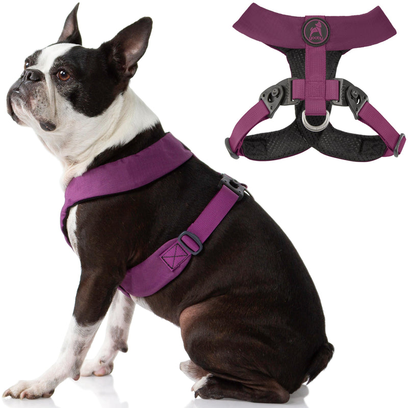 Gooby Comfort X Harness - Dual Snap, Purple, Medium - No Pull Small Dog Harness with Rotational Buckles and Patented Choke-Free X Frame Regular Medium Chest (16.5~19.5") - PawsPlanet Australia