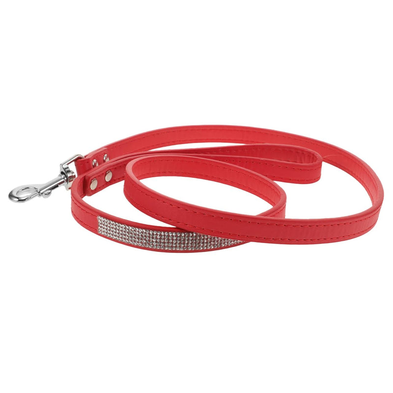 balacoo Red Rhinestone Dog Leash for Small Dogs Pu Leather Training Walking Jogging Outdoor Use Sparkly Studded Pet Leash - PawsPlanet Australia