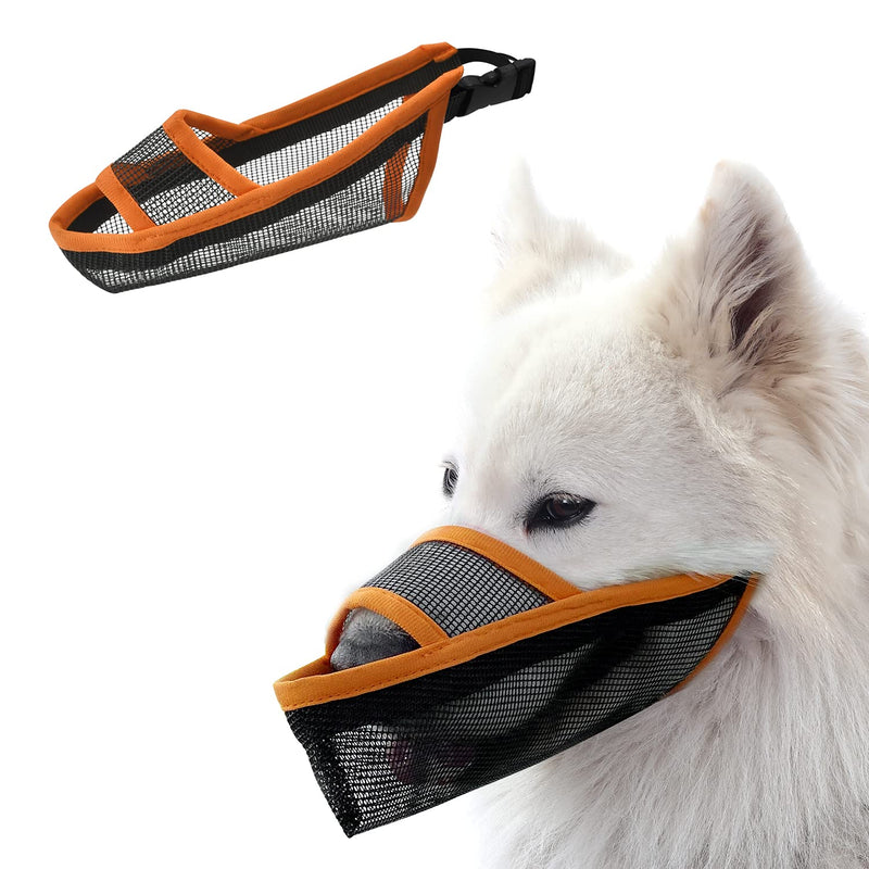 TANDD Dog Muzzle for Small Medium Large Dogs, Air Mesh Breathable and Drinkable Pet Muzzle for Anti-Biting Anti-Barking Licking S Orange