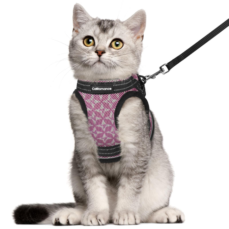 CatRomance Cat Harness and Leash Escape Proof for Walking, Safe Adjustable Large Kitten Vest Set with Reflective Strip for Kitty, Easy Control Comfortable Soft Outdoor Pet Harnesses, Pink, Large L: Chest 12.0-14.5" - PawsPlanet Australia