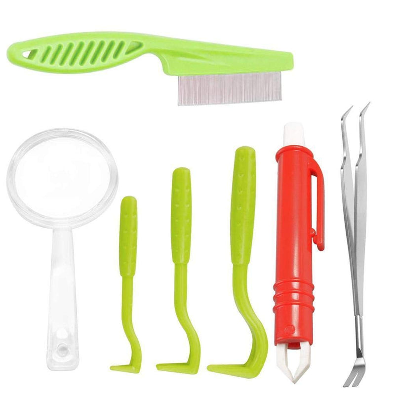 Tick Remover Tool Set, 7 Piece Pet Dog Tick Remover Tool Set Tick Hook Flea Tick Tweezers Clip Remover Flea Comb Magnifying Glass for Dogs Cats - PawsPlanet Australia