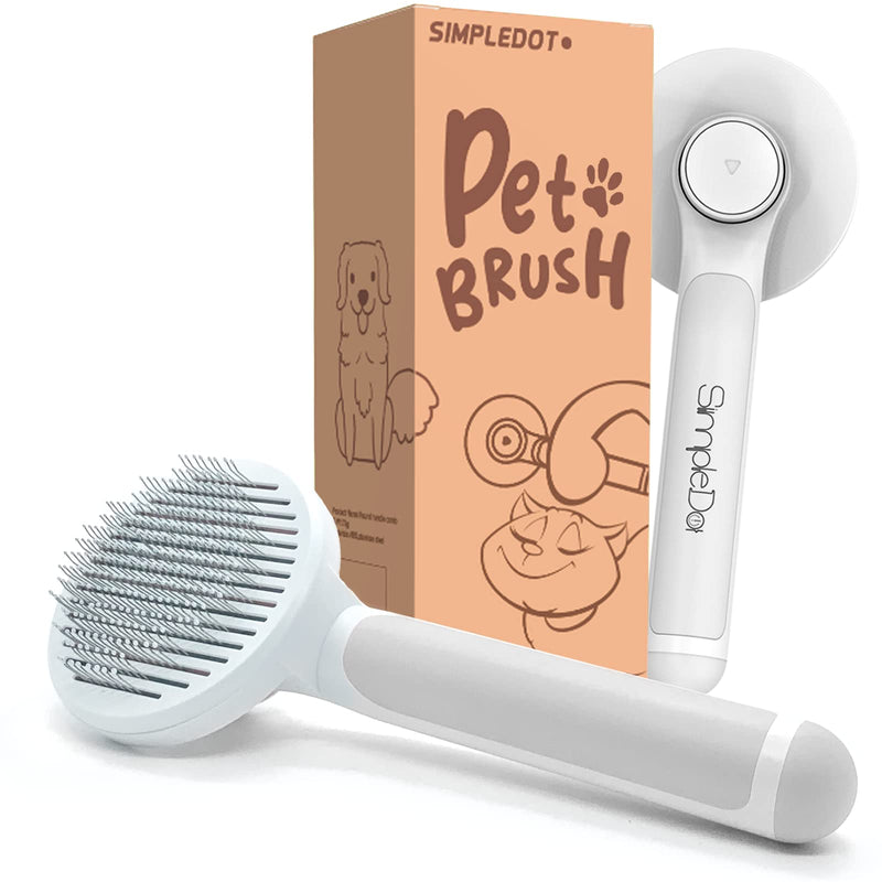 Self Cleaning Slicker Brush for Dogs and Cats, Pet Grooming Hair Brush, Removes Undercoat, Loose Hair, Mats, Tangles, and Dirt, Massages All Hair Types, Gray - PawsPlanet Australia