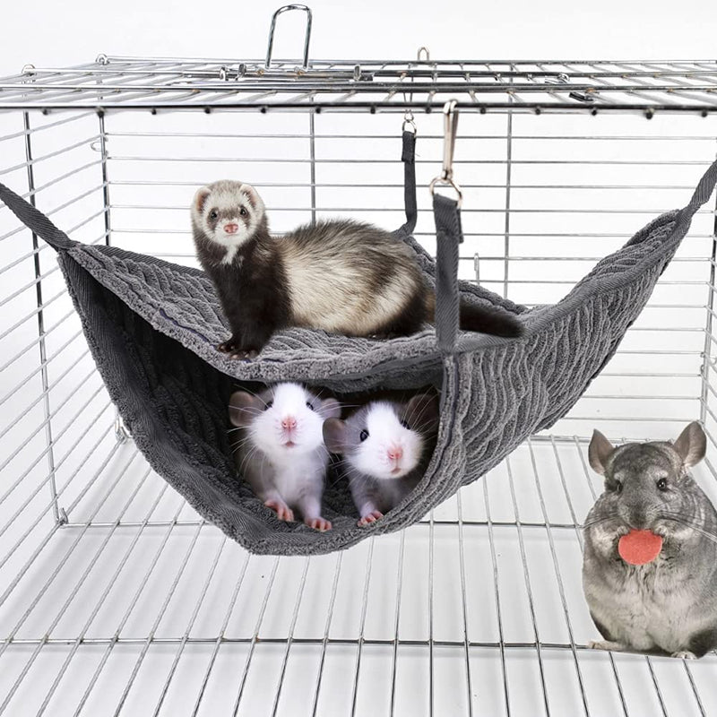 Large Ferret Hammock, Hanging Tunnel Bed for Cage Fit Rats Chinchilla - Grey - PawsPlanet Australia