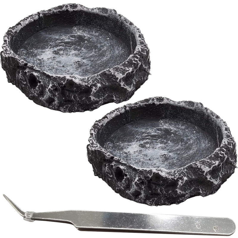 RONYOUNG 2PCS Reptile Water Bowls Reptile Feeder Food Dish with Tongs for Tortoise Lizard Bearded Dragon Frog Leopard Gecko Snake Chameleon - PawsPlanet Australia