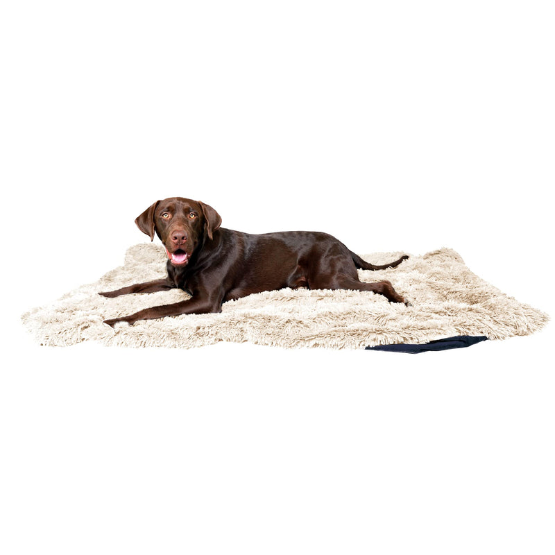 PawProof Fuzzy Pet Throw Blanket - Waterproof Blanket for Dogs & Cats - Faux Fur & Ultra-Soft Microsuede - Beige S Size (28"x38") Small - 28"L x 38"W - PawsPlanet Australia
