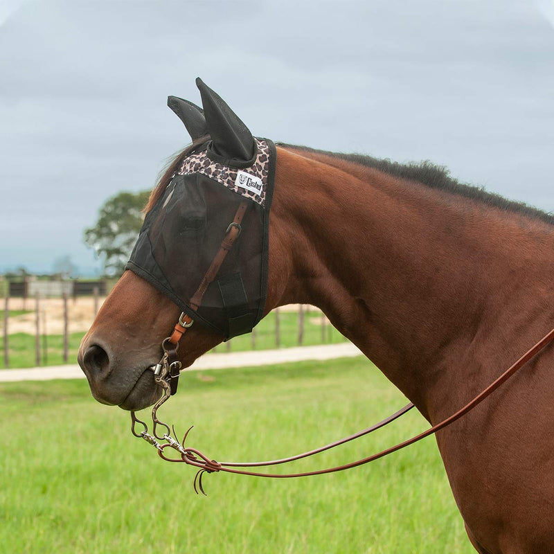 Cashel Company Quiet Ride Leopard Large Horse Fly Mask with Ears Leopard Warmblood - PawsPlanet Australia