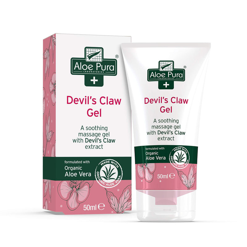 Aloe Pura Devil's Claw Gel with Organic Aloe Vera, Natural, Vegan, Cruelty Free, Paraben & SLS Free, Soothing, 50ml - PawsPlanet Australia