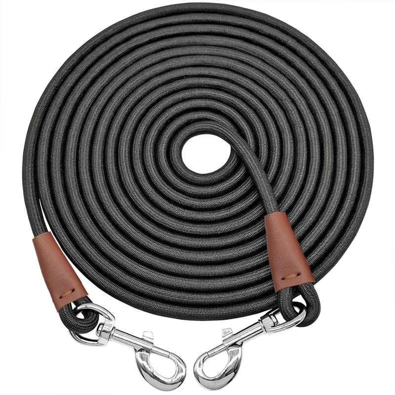 Tie Out Rope Dog Leash, Long Tether 8-10-13-15-20-25-30-35-40-50-65 FT Heavy Duty Nylon Check Cord for Medium Large Dogs 20FT Indoor/Outdoor Playing Camping Backyard (Black, 3/8") 3/8" x 20ft black - PawsPlanet Australia