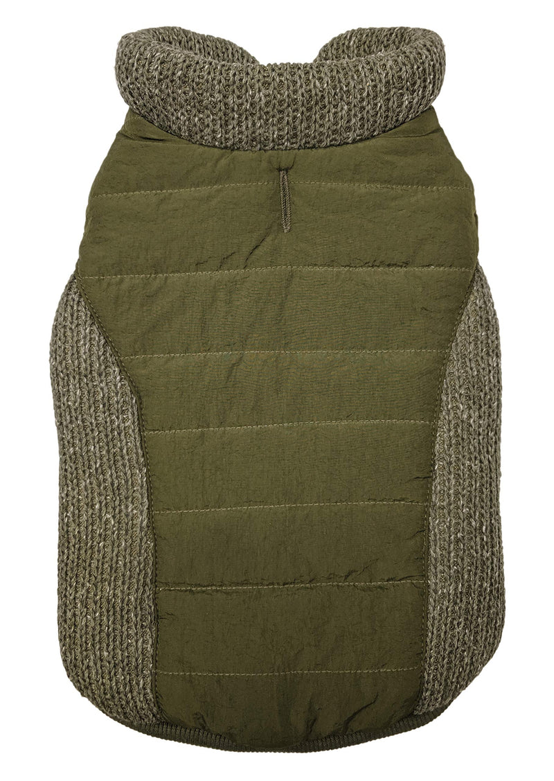 Fashion Pet /Sweater Trim Puffy Coat/Dog Coat/Olive/Large Large Olive - PawsPlanet Australia