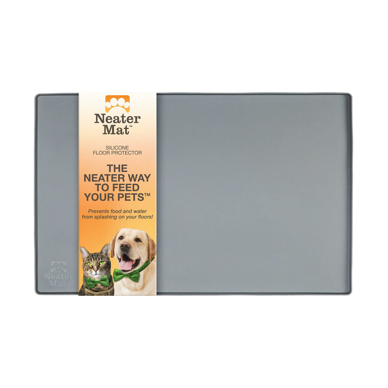 Neater Pet Brands Neater Mat - Waterproof Silicone Pet Bowls Mat - Protect Floors from Food & Water (Gunmetal, 19" x 12" Silicone) 19" x 12" Gunmetal - PawsPlanet Australia