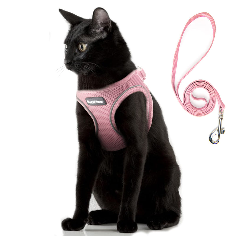 PetiFine Extra Small Step in Dog Harness and Leash Set, Cat Harness and Leash Escape Proof, All Weather Mesh Reflective, Step-in Air Vest Harnesses for Puppy(XXS, Pink) XXS | Neck: 11.4''-12.2'' Chest:12.6''-14.2'' | - PawsPlanet Australia