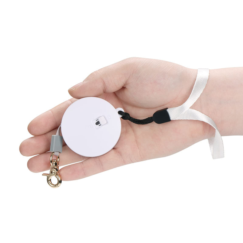Retractable Dog Leash for Small Dogs Cats up to 11lbs with 6.5ft Anti-Pull Strong Nylon Tape, Hands Free, Mini and Portable Walking Leash with Wrist Strap, One-Hand Brake, White Round - PawsPlanet Australia