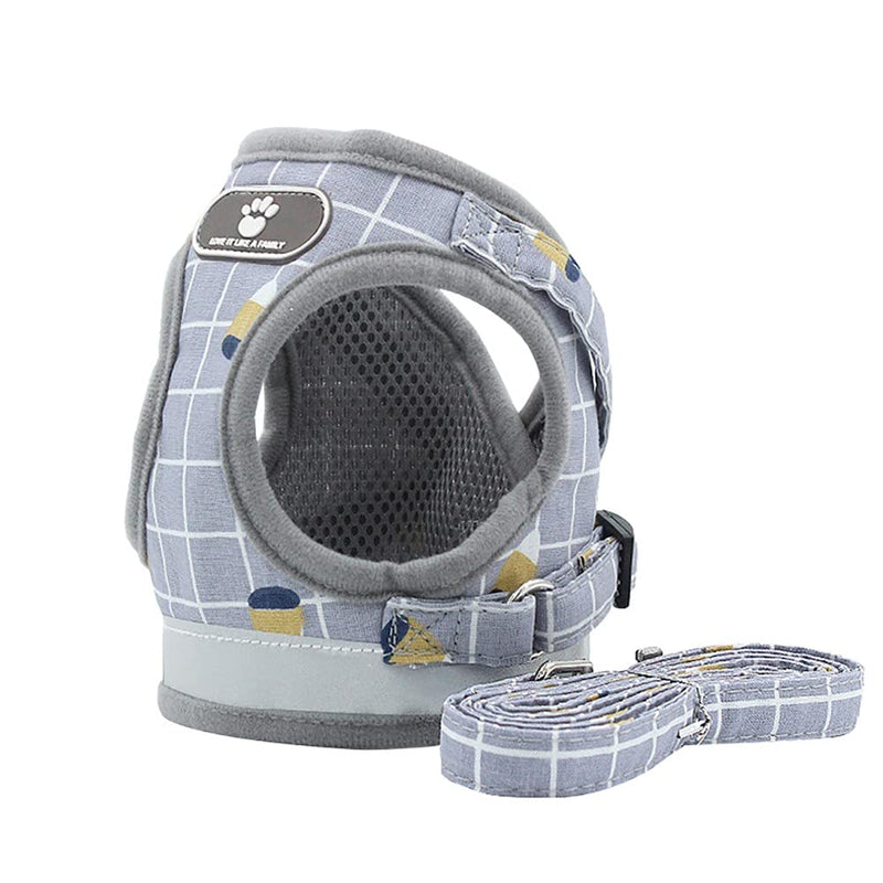 No Pull Small Dog Harness and Leash Set, Soft Mesh Plaid Puppy Harness, Adjustable & Comfortable Padded Reflective Vest for Small Dogs and Pet Kitten Walking(Gray, XS 10.2” – 11.4”;) Gray XS 10.2” – 11.4”; - PawsPlanet Australia