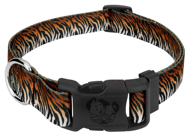 Country Brook Petz - Deluxe Bengal Tiger Stripes Dog Collar - Made in The U.S.A. - Animal Prints Collection Featuring Wild Designs (5/8 Inch, Small) Small (Pack of 1) - PawsPlanet Australia
