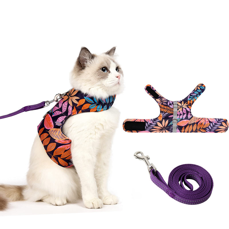 Cat Harness and Leash for Walking Escape Proof Air Mesh Fabric Outdoor Walking Vest with Reflective Strips for Cute Cats and Small Dogs (S, Pink) - PawsPlanet Australia