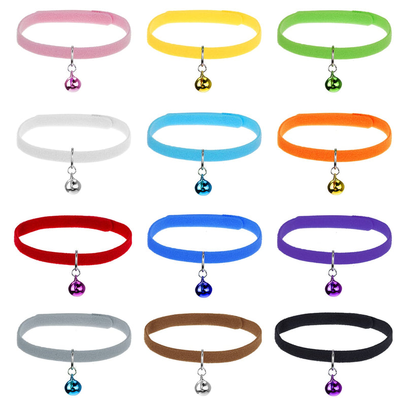 jiebor 24Pcs Tiny Kitten Collar Puppy Whelping Collars with 24Pcs Bell for Small Newborn Puppies Kitten Cat Dog - PawsPlanet Australia