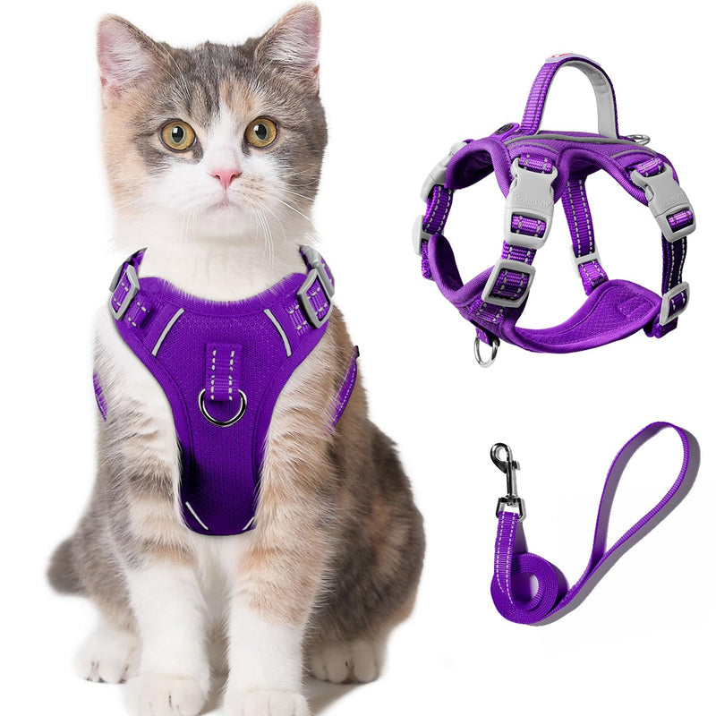 Cat Harness and Leash Set for Walking Escape Proof for Small Large cat Kitten Harness with ID tag Pocket (Purple,S) Purple
