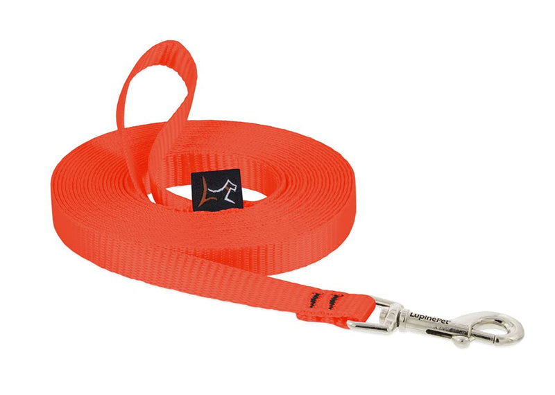 LupinePet Basics 1/2" Blaze Orange 30-Foot Extra-Long Training Leash for Small Dogs 1/2" wide; 30-foot - PawsPlanet Australia
