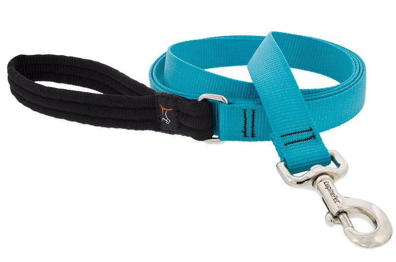 Lupine Padded Handle Dog Leash 1" Wide Aqua 4-Foot Long 1" wide; 4-foot - PawsPlanet Australia