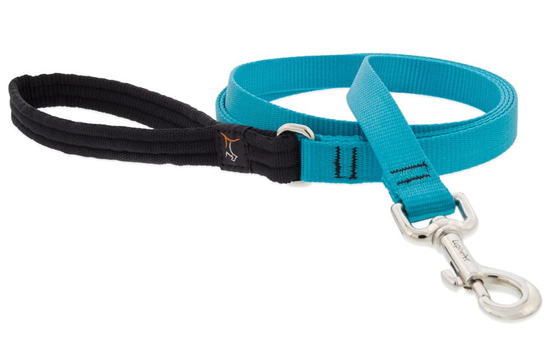 Lupine Padded Handle Dog Leash 3/4" Wide Aqua 6-Foot Long 3/4" wide; 6-foot - PawsPlanet Australia