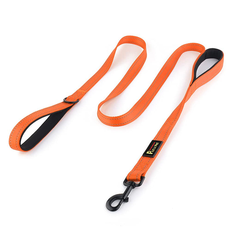Plutus Pet Dog Leash 6ft long,Traffic Padded Two Handle,Heavy Duty,Reflective Double Handles Lead for Control Safety Training,Leashes for Large Dogs or Medium Dogs,Dual Handles Leads(Orange) Orange - PawsPlanet Australia