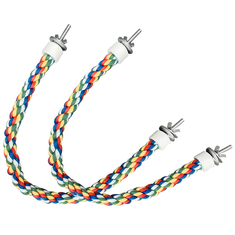 2PCS Bird Rope Perches, Colorful Cotton Parrot Toys Comfy Perch for Rope Bungee Bird Toy 21 Inch