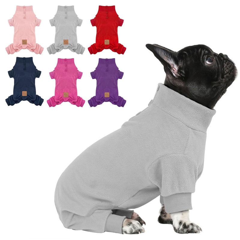 cyeollo Dog Pajamas Fleece Dog Pjs Thermal Dog Onesie Stretchy Jumpsuit Warm Puppy Small Dog Pajamas Cat Apparel Color Grey X-Small (chest Girth: 10"-12") - PawsPlanet Australia