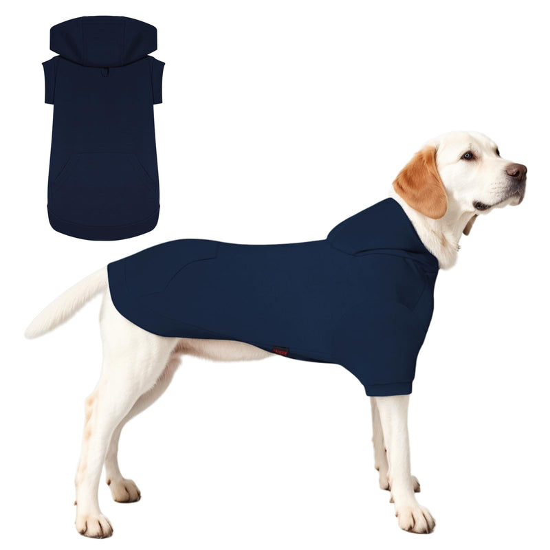 Basic Dog Hoodie, Soft Pet Hoodie Sweater with Leash Hole and Pocket, Cotton Puppy Sweatshirt Fashion Outfit for Small Medium Large Dogs- Navy Blue (Medium) - PawsPlanet Australia