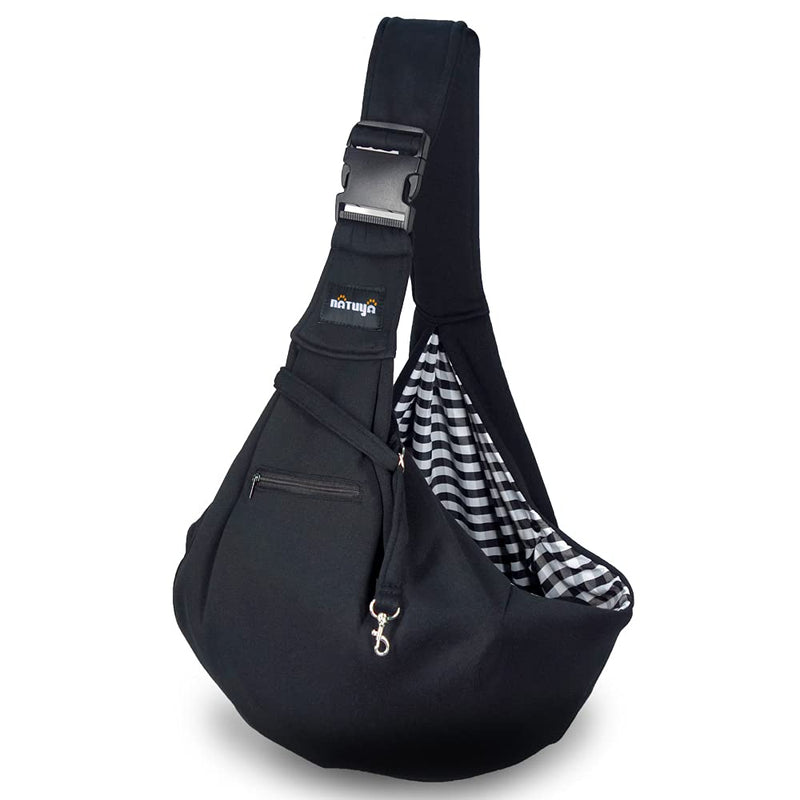 NATUYA Small Dog Carrier Sling Cat Sling,Adjustable Strap Hand Free Pet Puppy for Outdoor Traveling Subway (Black, Snap) - PawsPlanet Australia
