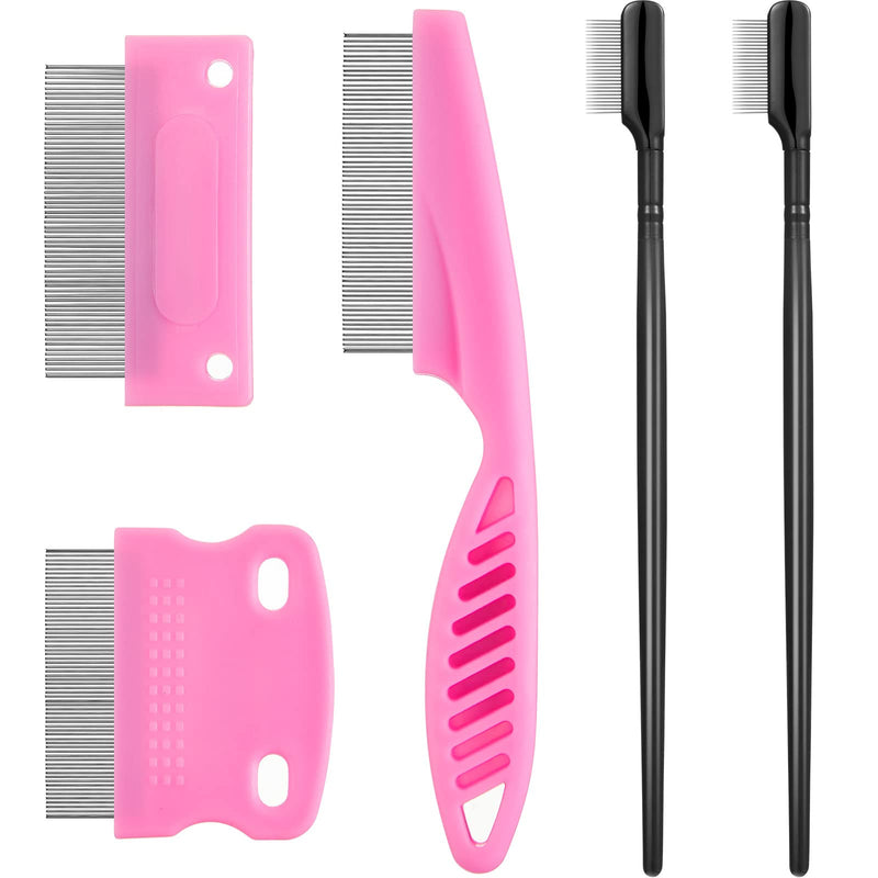 5 Pieces Dog Eye Combs Tear Stain Remover Combs Pet Grooming Comb for Small Dogs Gently Removing Eye Mucus and Crust (Pink, Black) Pink, Black - PawsPlanet Australia