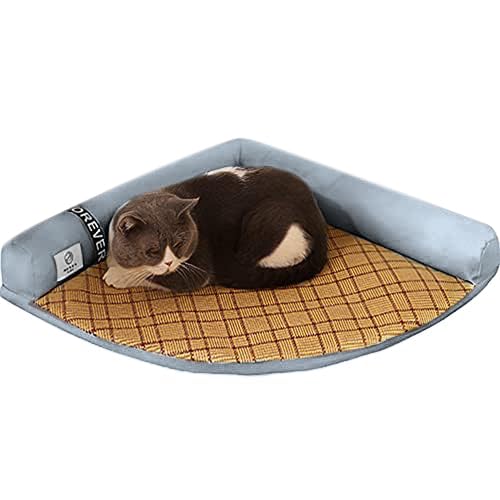 Pet Dog Bed for Small Medium Large Dogs and Cats Triangle Corner Lounger with Removable Cover and Breathable Summer Mat Cushion Pet Corner Couch Bed Pillow Washable (Gray, Medium) Medium gray - PawsPlanet Australia
