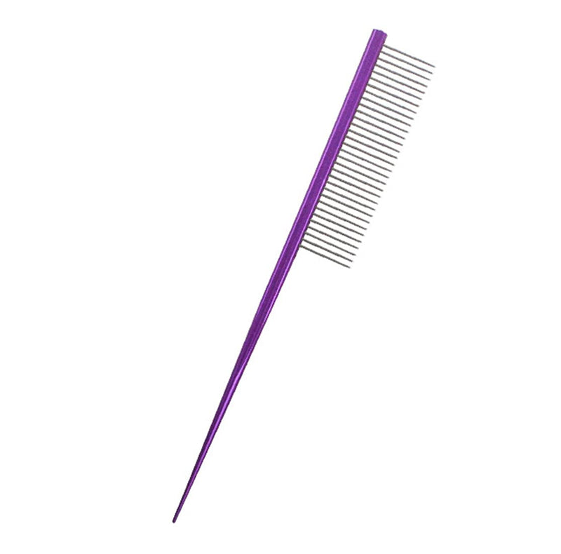 Grooming Comb with Rounded Ends - Rat Tail Design for Dematting and Hairstyling Cats & Dogs, Float Hair Removal One Size Purple - PawsPlanet Australia